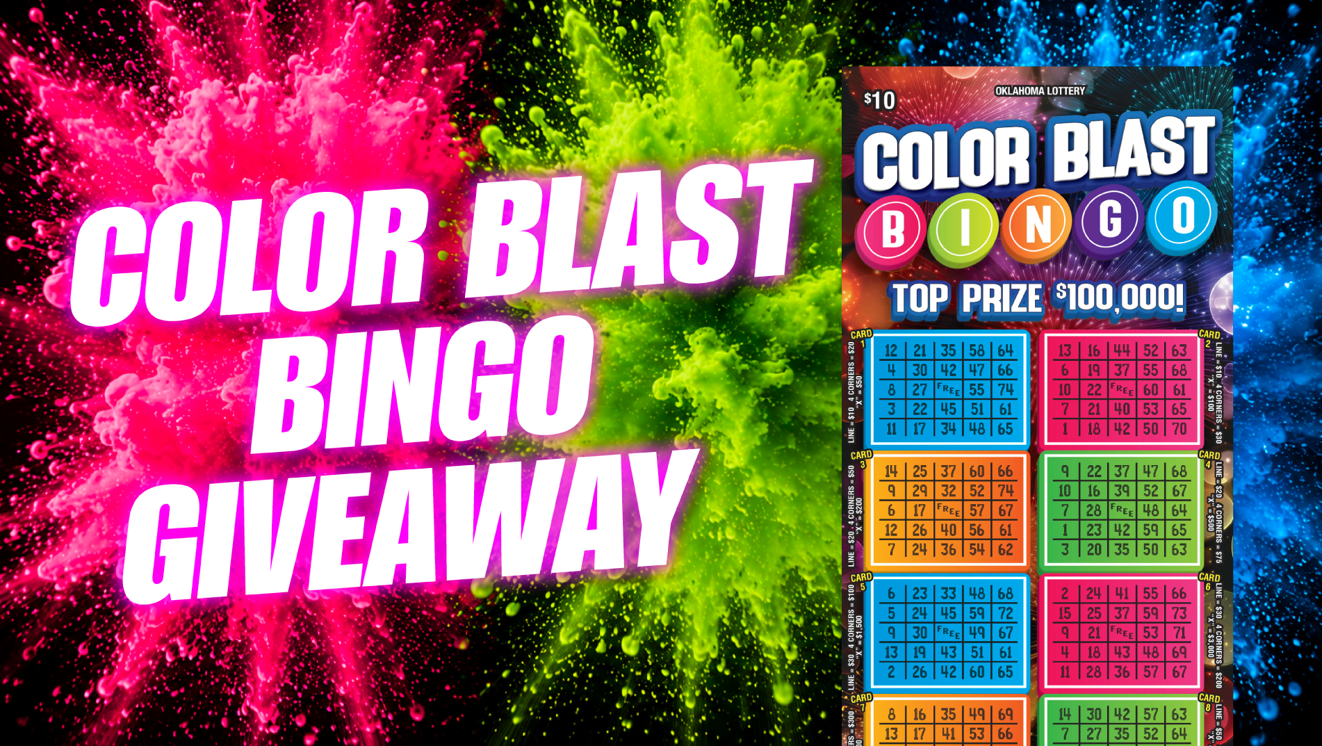color blast bingo giveaway