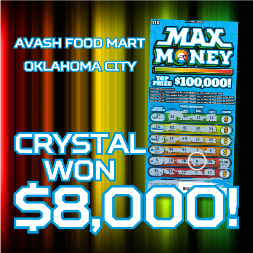 Crystal won $8,000!