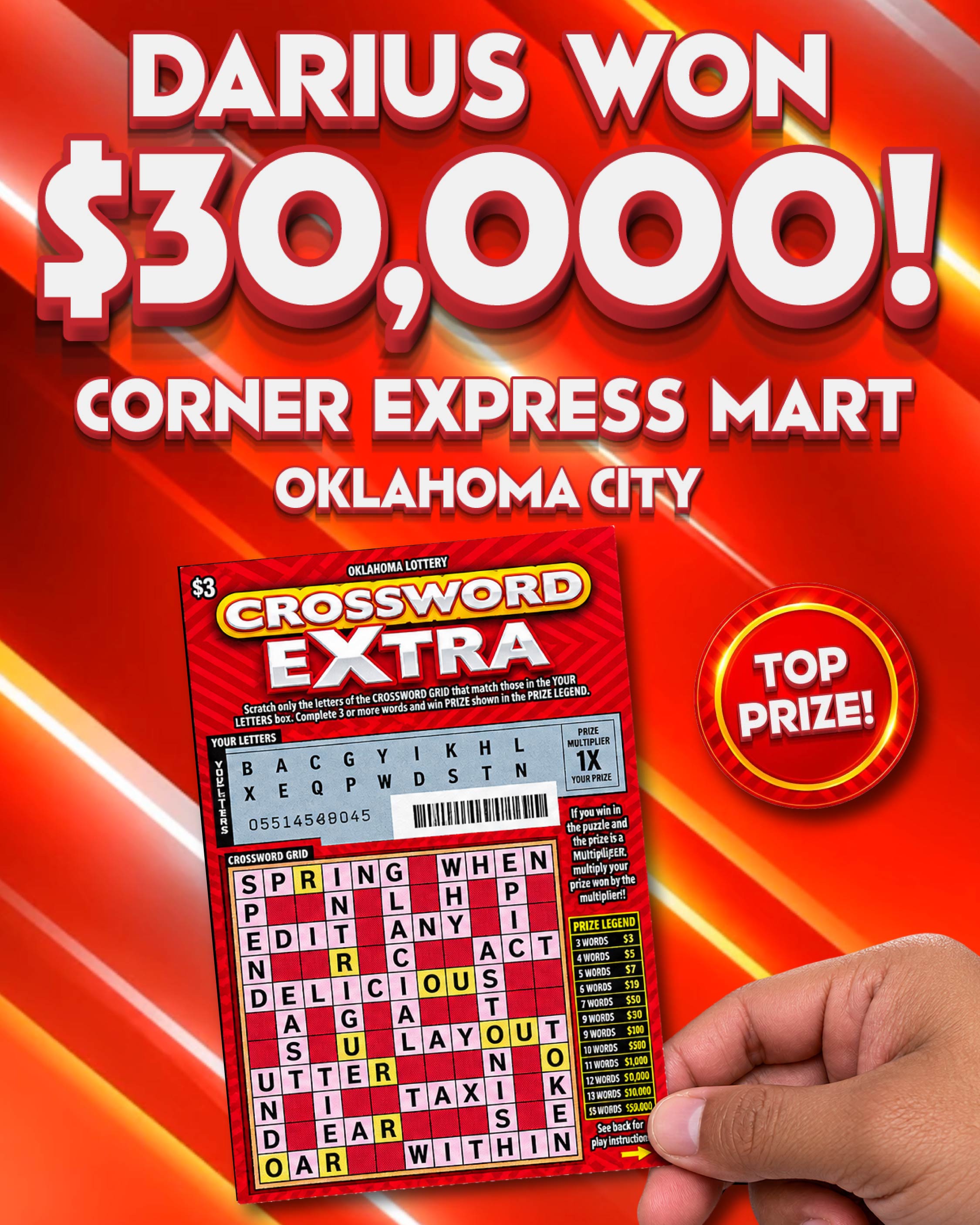 darius won $30,000!