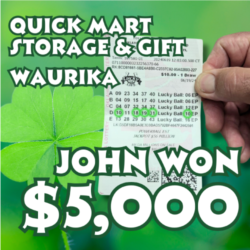 John won $5,000!