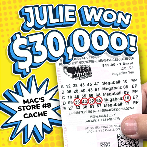 julie won $30,000!