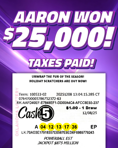 aaron won $25,000!