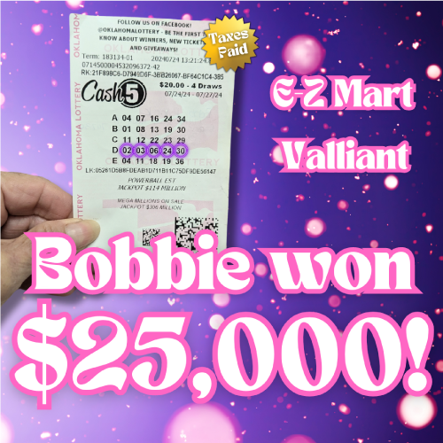 Bobbie won $25,000!