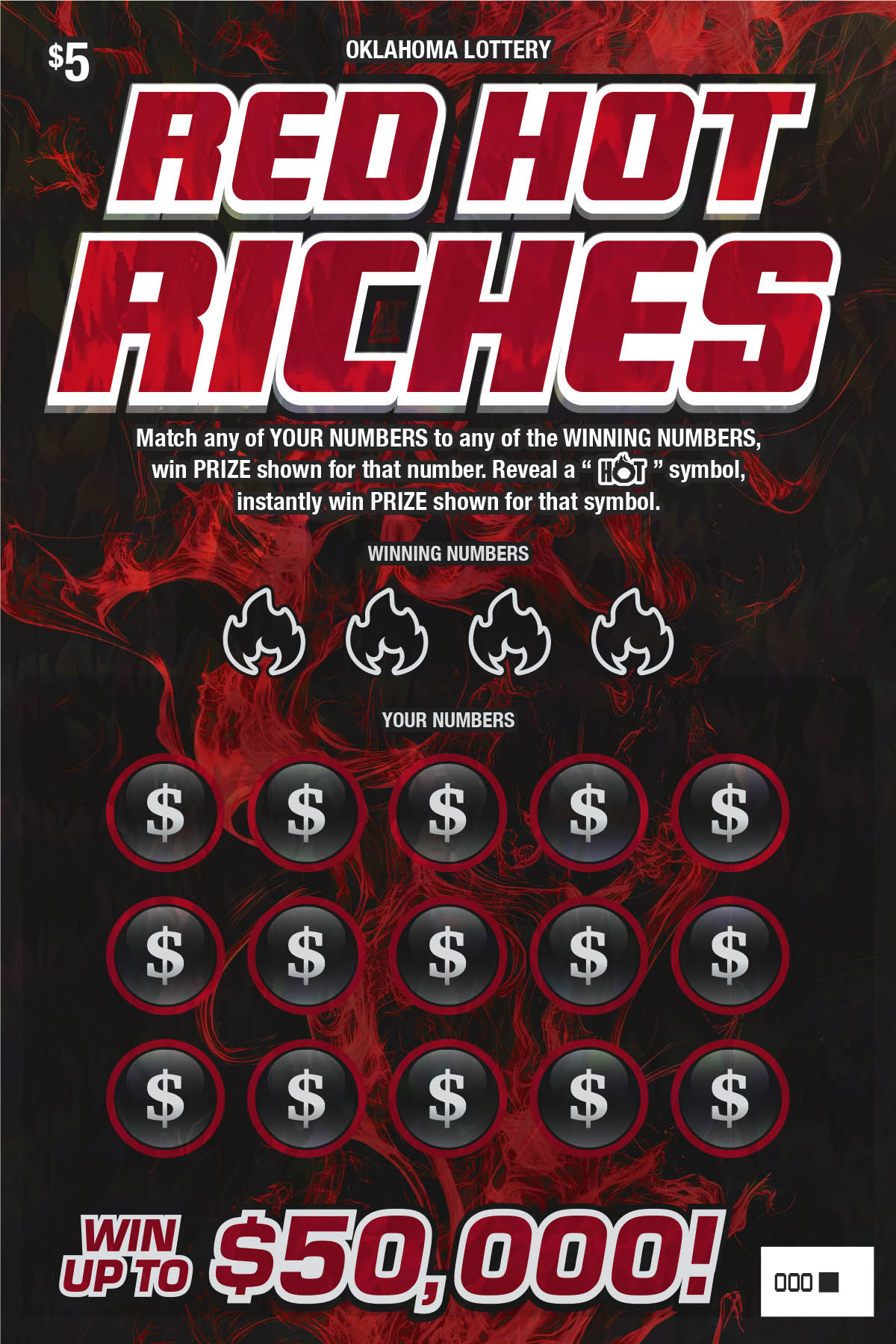 Red Hot Riches scratch-off ticket from Oklahoma Lottery