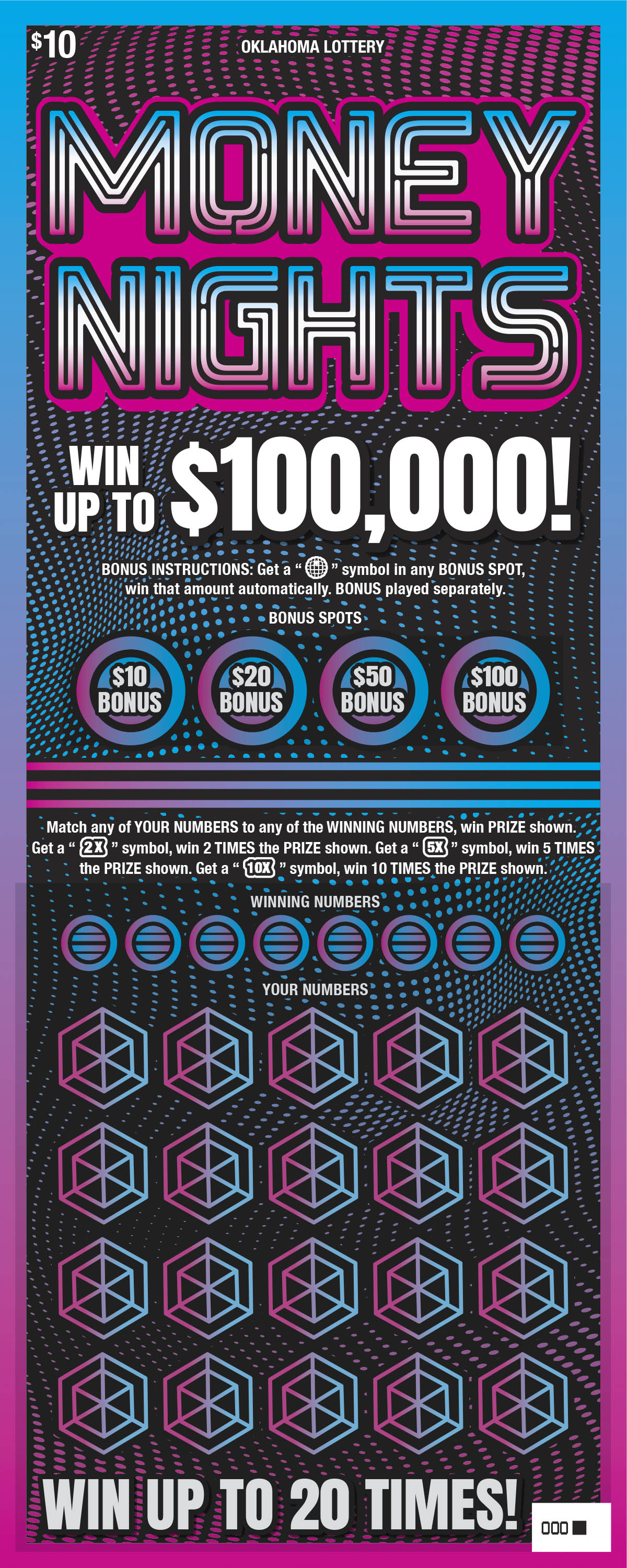 Money Nights scratch-off ticket from Oklahoma Lottery