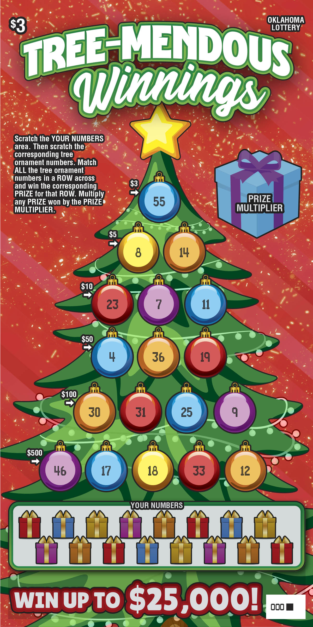 Tree-Mendous Winnings scratcher ticket from Oklahoma Lottery