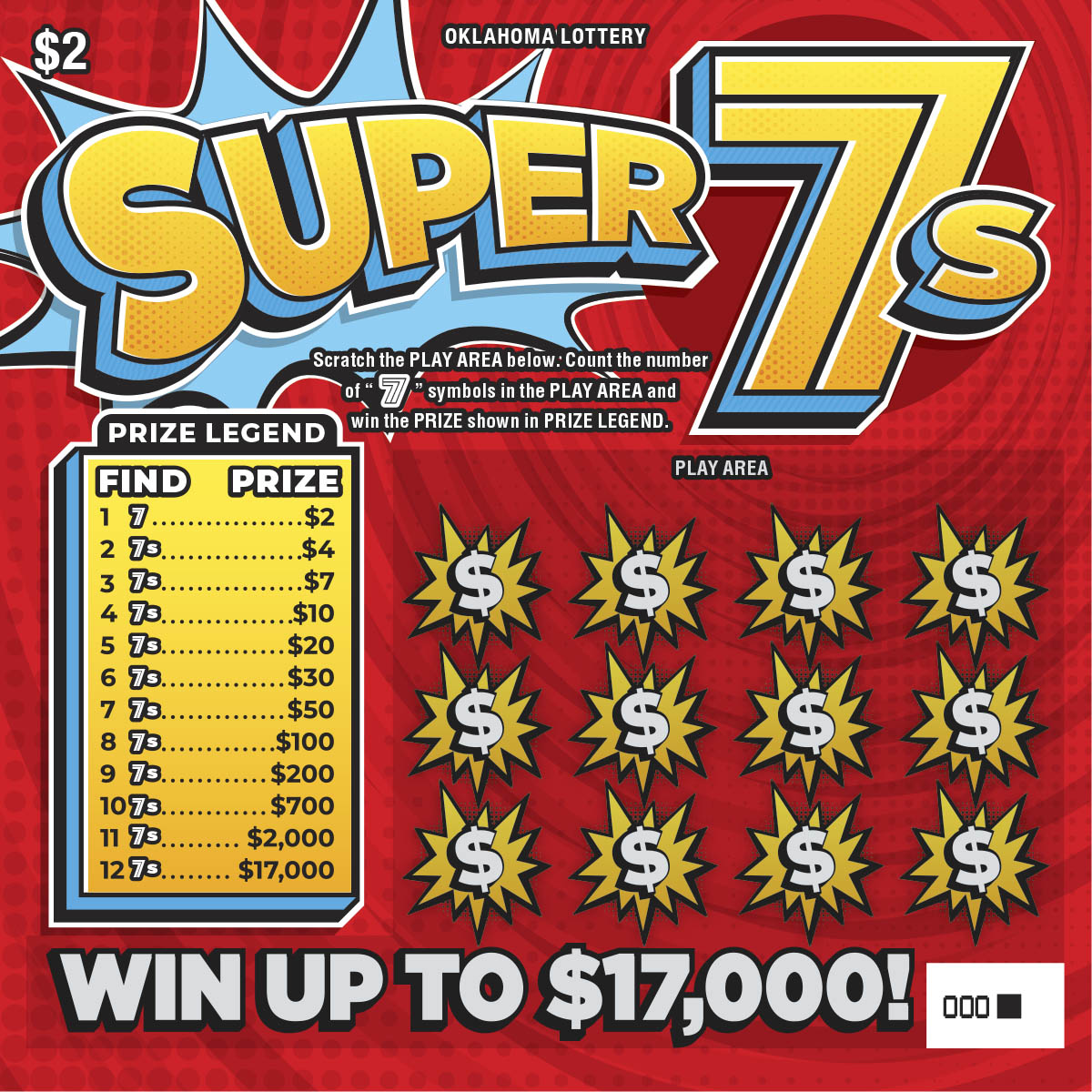 Super 7s scratch-off ticket from Oklahoma Lottery
