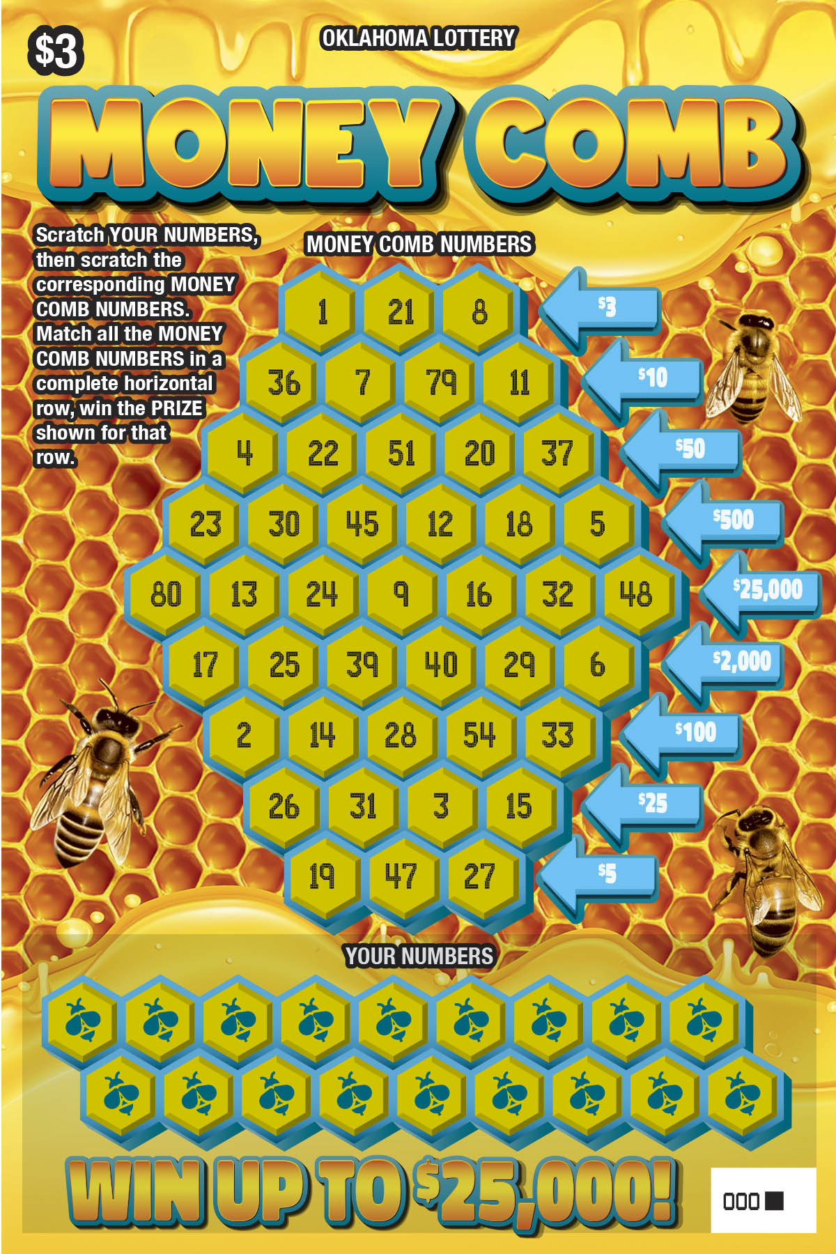 Money Comb scratcher ticket from Oklahoma Lottery