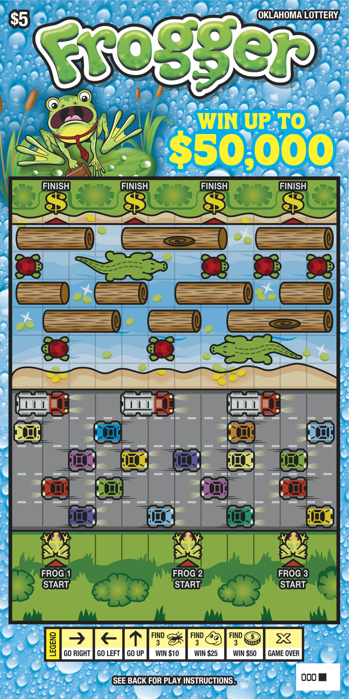 Frogger scratcher ticket from Oklahoma Lottery