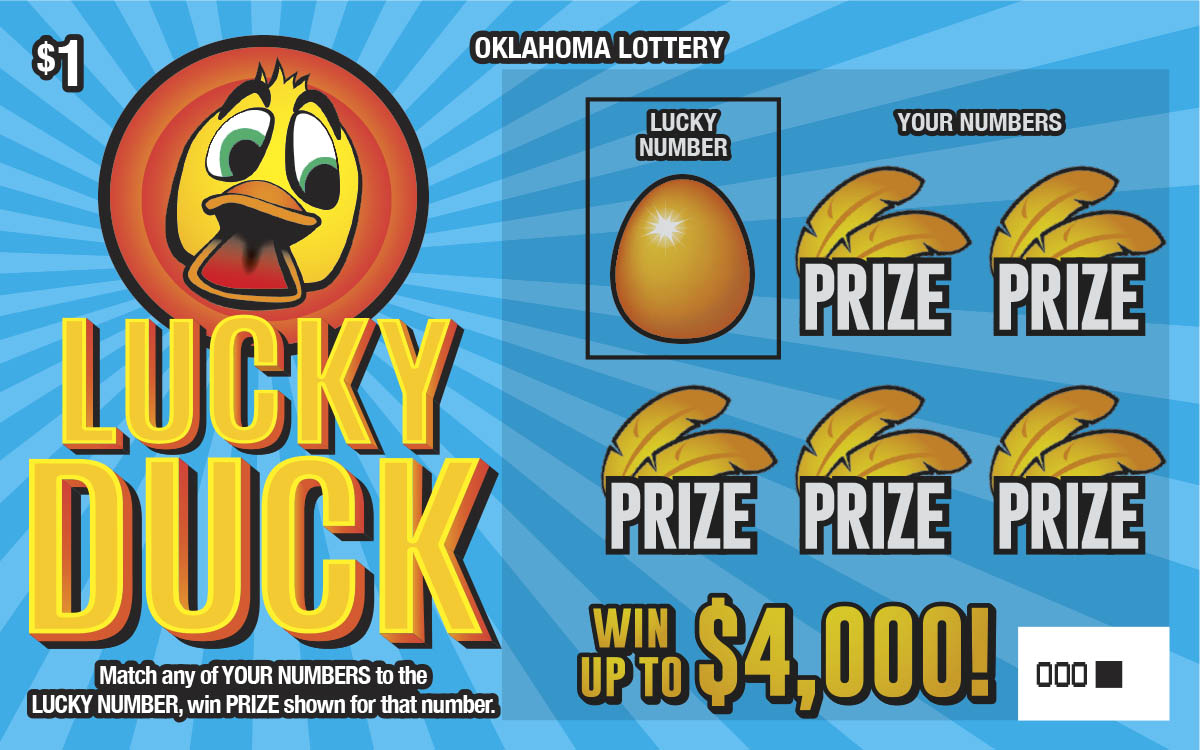 Lucky Duck scratcher ticket from Oklahoma Lottery