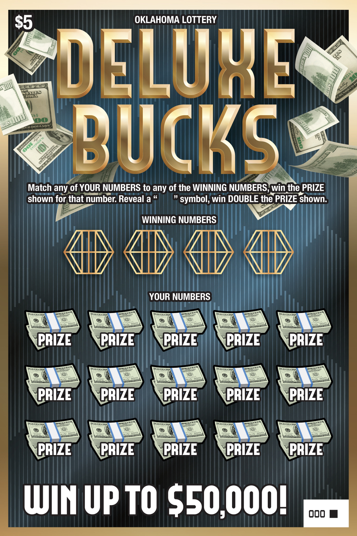 Deluxe Bucks scratcher ticket from Oklahoma Lottery