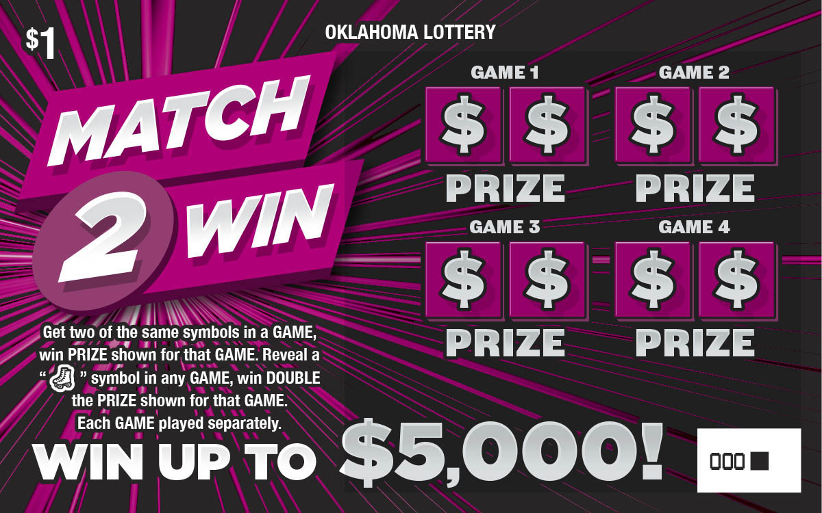 Match 2 Win scratcher ticket from Oklahoma Lottery