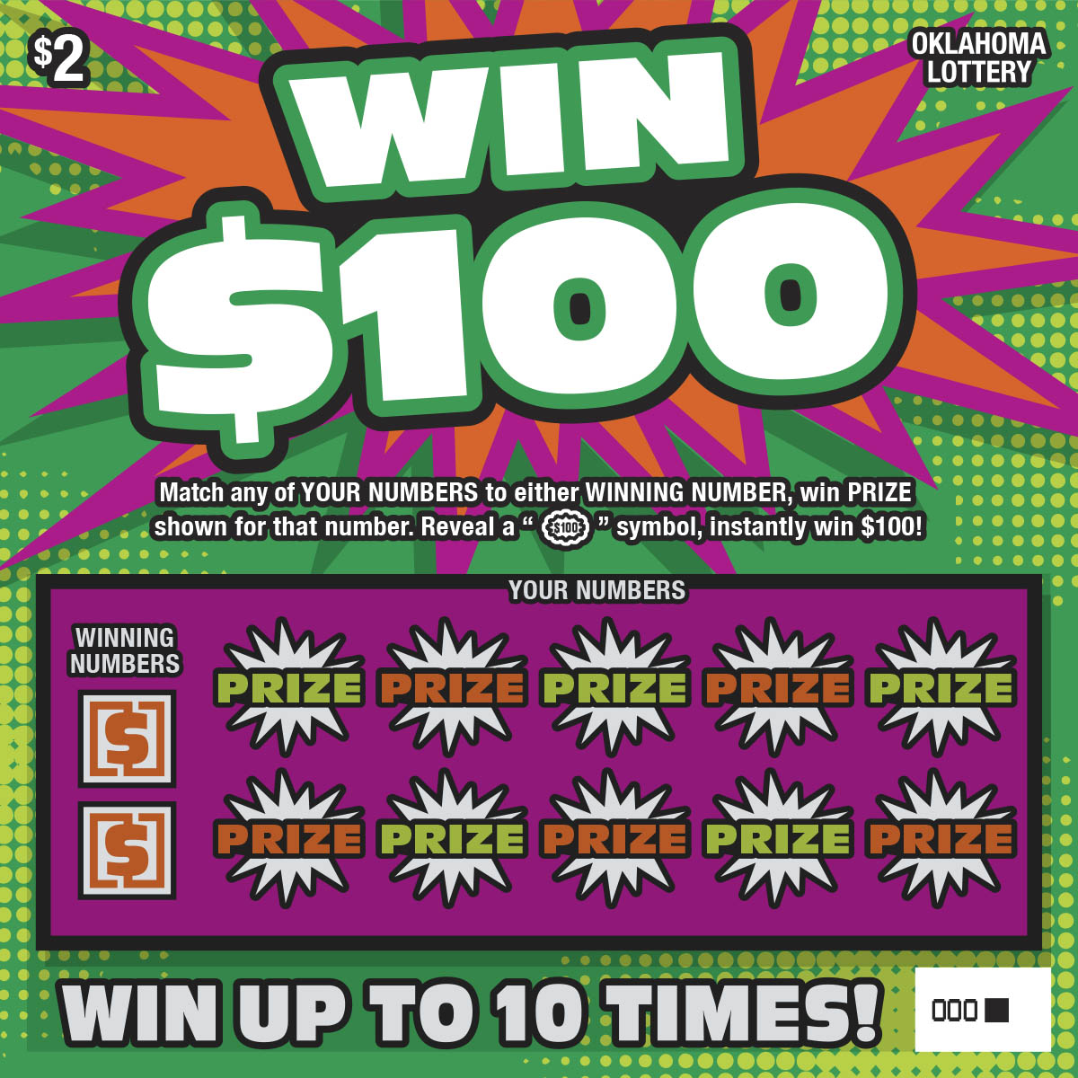 Win $100 scratcher ticket from Oklahoma Lottery
