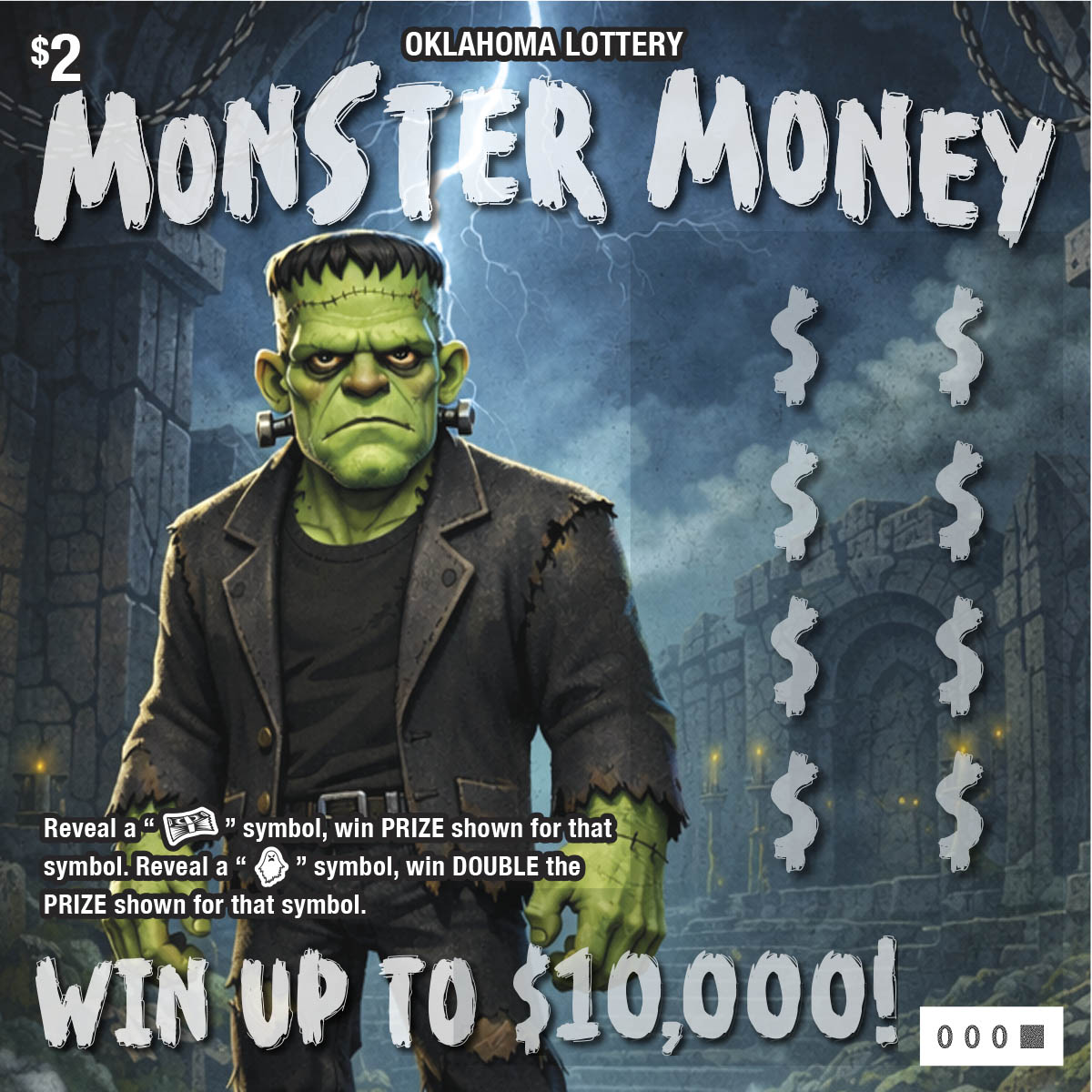 Monster Money scratcher ticket from Oklahoma Lottery