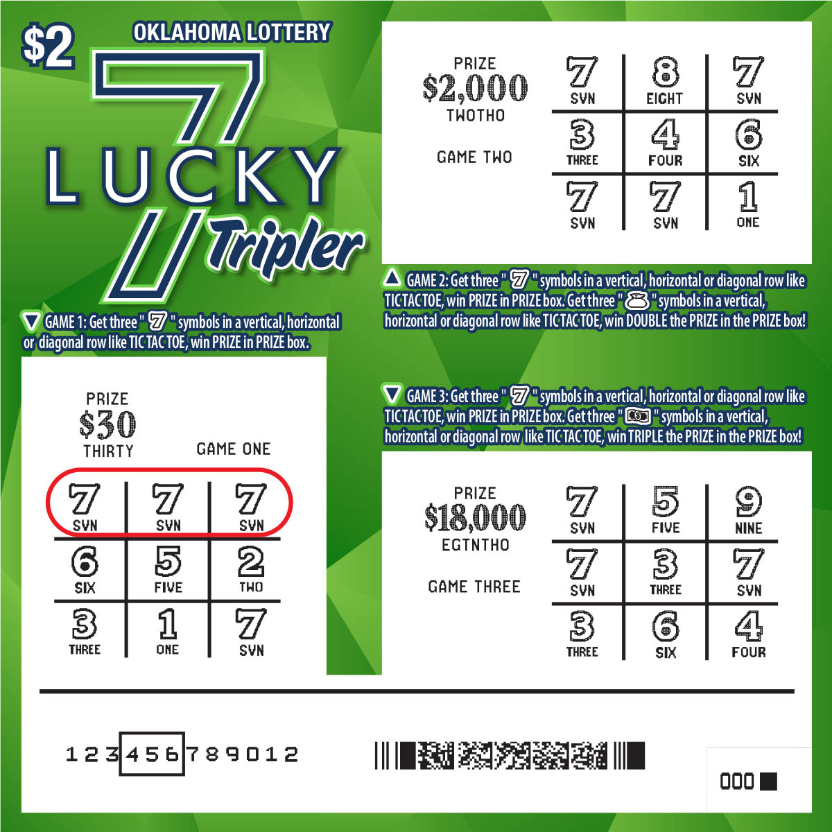 Lucky 7 Tripler Scratched View
